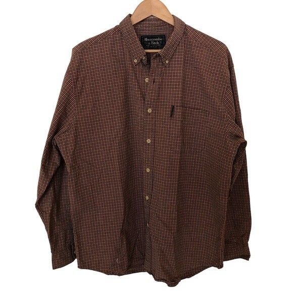 Abercrombie & Fitch Mens Size L Orange and Black Button Down Shirt - Picture 1 of 8
